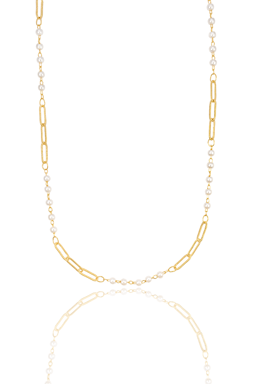 Textured Paperclip and Pearl Charm Bracelet (H262/I135A)