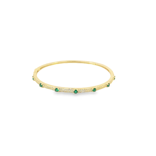 CZ Paved Colored Stone Bangle Bracelet (B111)