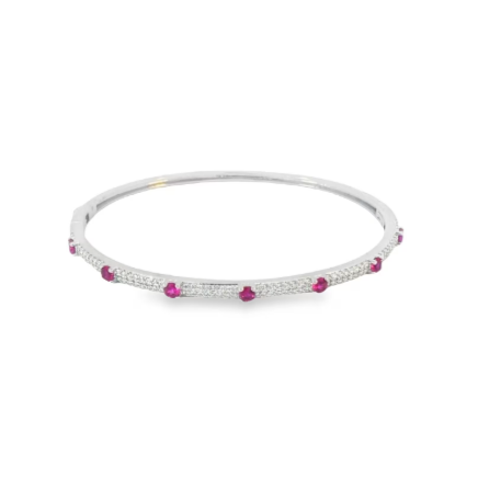 CZ Paved Colored Stone Bangle Bracelet (B111)