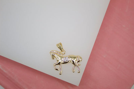 18k Gold Filled Horse Pendant With CZ Stones (A16)