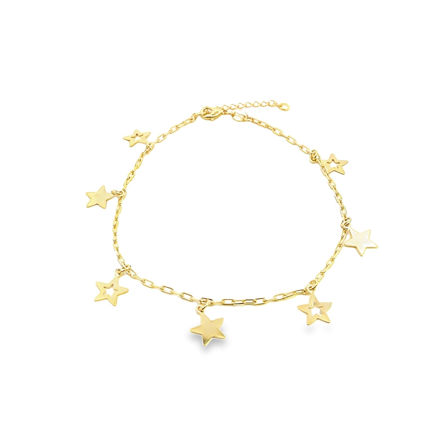 18K Gold Filled Paper Clip Link Star Anklet (E183)