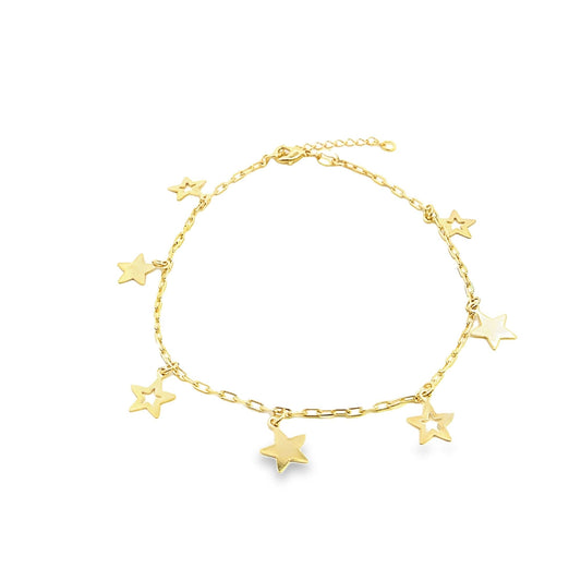 18K Gold Filled Paper Clip Link Star Anklet (E183)