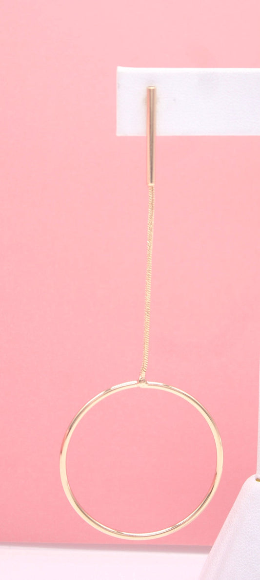 18K Gold Filled Round Long Dangle Earrings (K159)
